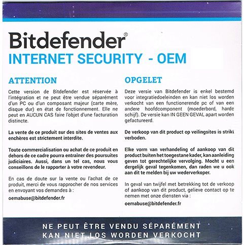Bitdefender Internet Security OEM 1 an 1 PC CR_IS_1_12_OM