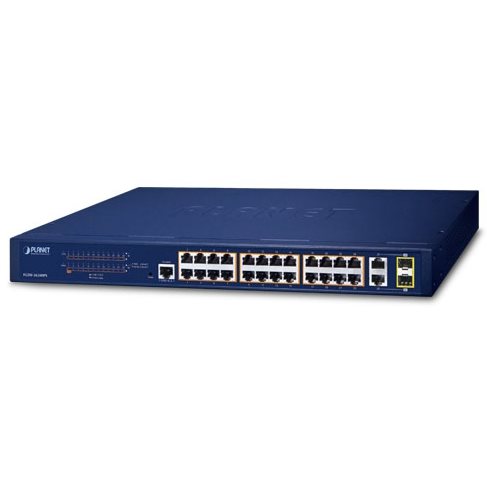 Switch 19 Web. 24x 100Mbits PoE at + 2 combo 220W FGSW-2624HPS