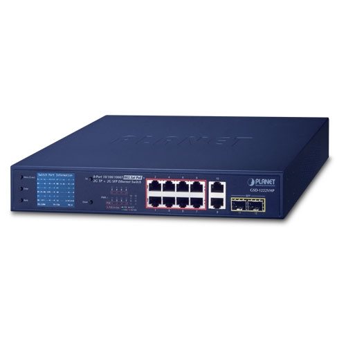   Switch ethernet   Switch 8x Giga PoE at 120W + 2 combo Giga/SFP LCD GSD-1222VHP