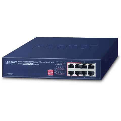   Switch ethernet   Switch 10 8x Gigabit dont 4 PoE+ at 60W ext. mode GSD-804P