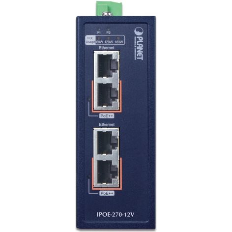 Injecteur PoE indus Multi Giga 2 ports at/bt 12V IPOE-270-12V