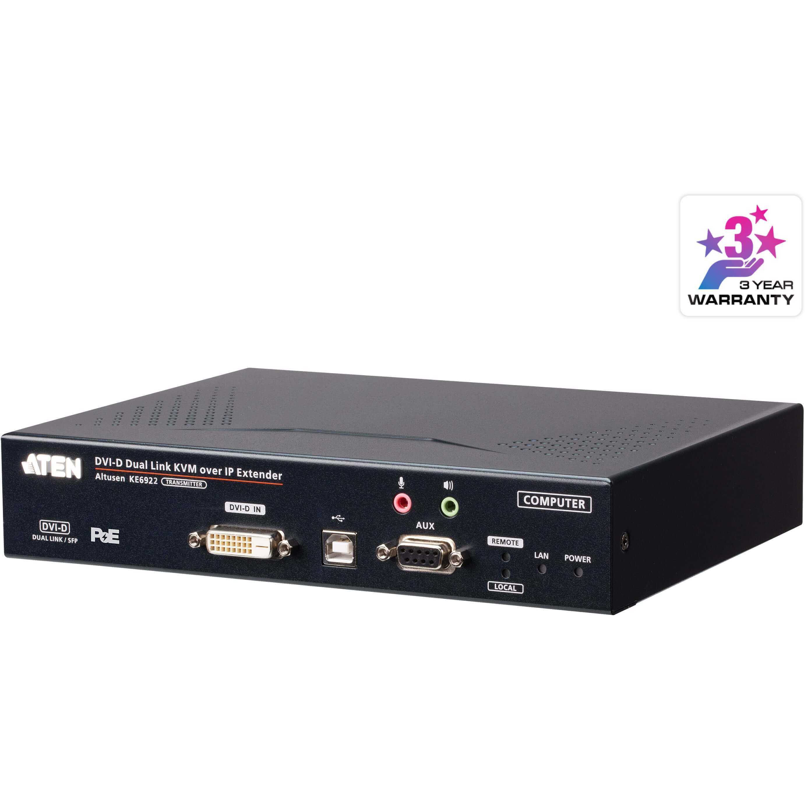   KVM extender   Emetteur console KVM DVI-D Dual Link USB IP PoE KE6922T-AX